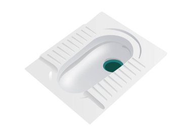 Beyaz zemin üzerine çömelerek tuvalet