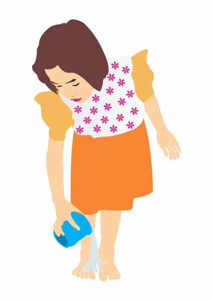 Κορίτσι πλυντήριο πόδια — Διανυσματικό Αρχείο