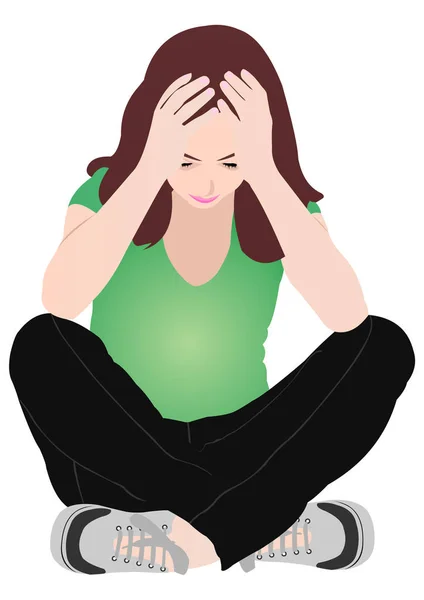 Chica sentada en depresión — Archivo Imágenes Vectoriales