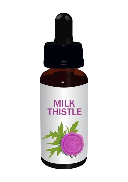 Milk Thistle in Bottle — Stock Vector