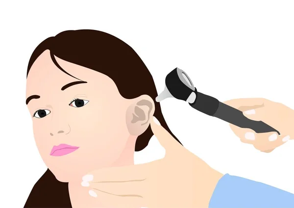 Infection de l'oreille d'une jeune fille — Image vectorielle