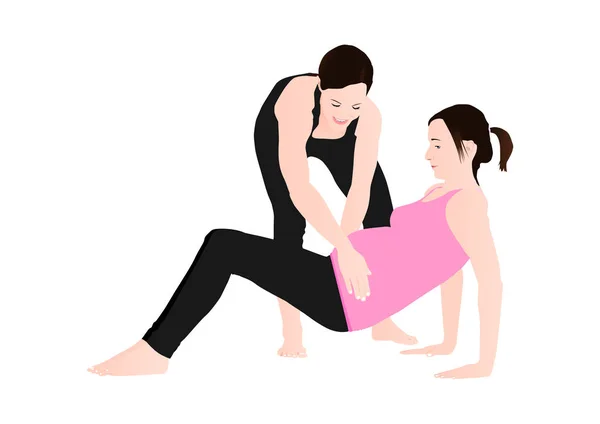 Těhotná žena cvičení — Stockový vektor