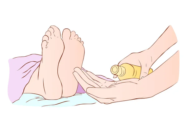 Olja Massage För Fötter — Stock vektor