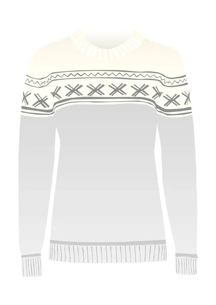 Warmer Wollener Pullover Mit Langen Ärmeln — Stockvektor