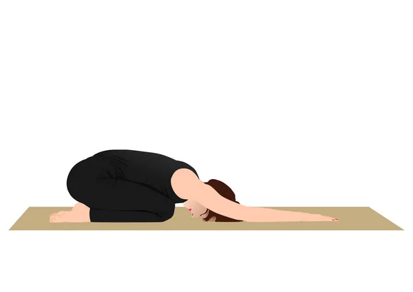 Child Pose Yoga Balasana — Stock Vector
