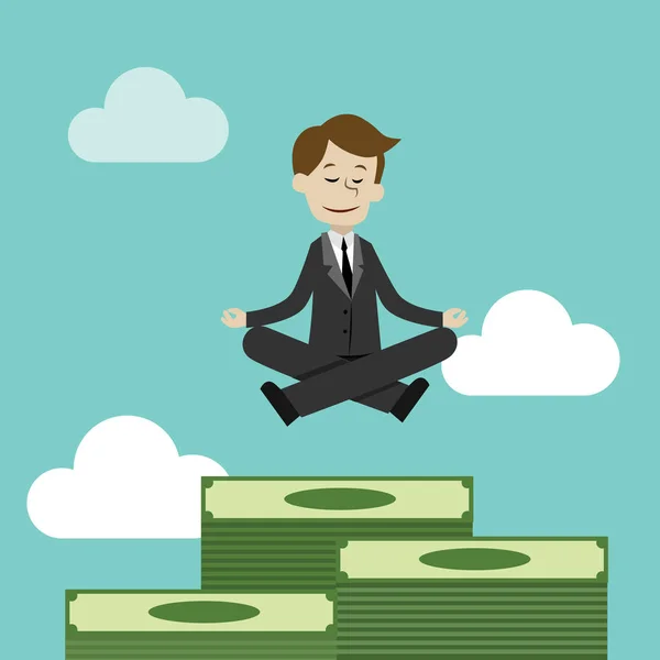 Hombre de negocios haciendo yoga en pose de loto . — Vector de stock