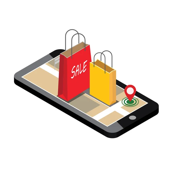 Concepto de compras en línea y comercio electrónico — Vector de stock