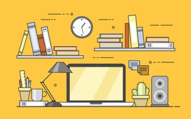 Modern işyeri ofis. Rahat ev ofis iç