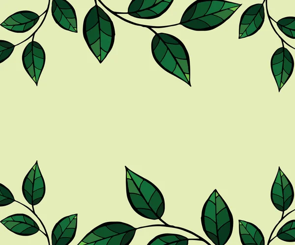 Zöld levelek keret. Vector háttér — Stock Vector