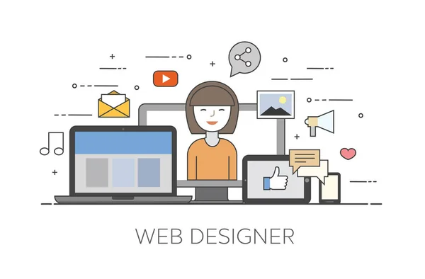 Bulut, Internet. Web Tasarımcısı. Mutlu kullanıcı. Sosyal ağlar