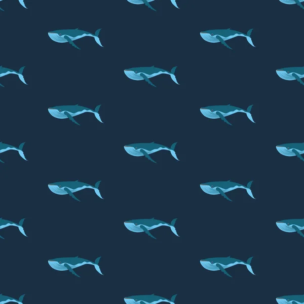 Patrón de ballena sin costura vectorial. Fondo marino o marino — Vector de stock