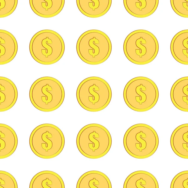 Zlatá mince s vzor bezešvé znak dolaru. Peníze ikony na bílém — Stockový vektor