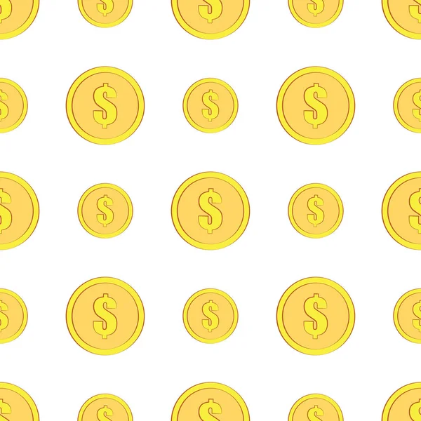 Monete d'oro con il simbolo del dollaro modello senza soluzione di continuità. Icone di denaro su bianco — Vettoriale Stock