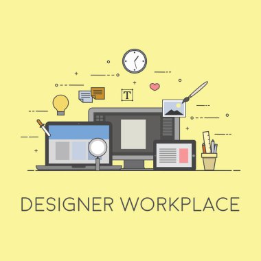 Web ve mobil tasarım ve geliştirme. Tasarımcı çalışma alanı.