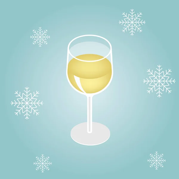 Izometryczne czerwonego wina w szklance na białym tle na tle zima — Wektor stockowy