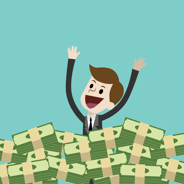 У бизнесмена или менеджера много денег и он купается в деньгах. Бизнес имеет прибыль
