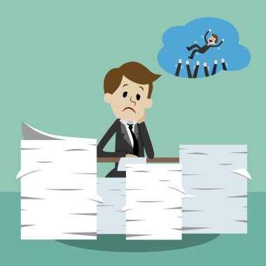 Çalışma ve WINS hakkında rüya iş adamı. İş dünyasında başarı rüyasında stres ofis çalışanı.