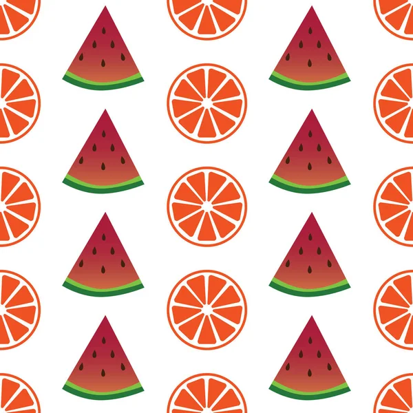 Wzór z plastrami pomarańczy i arbuz. Ilustracja wektorowa — Wektor stockowy