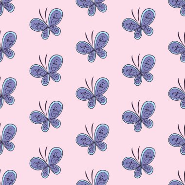 Güzel kelebek seamless modeli. Vektör çizim