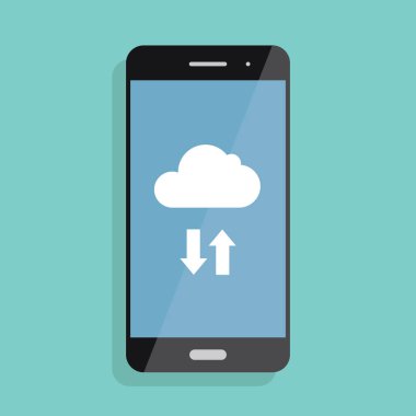 Bulut depolama. Smartphone ekran simgesine bulut