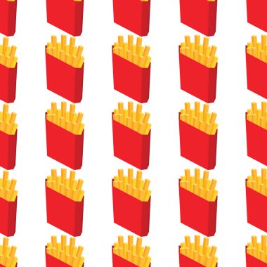 Patates kızartması Dikişsiz desen arka plan. Fast food sorunsuz vektör desen