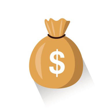 Siyah ipli ve dolar işareti beyaz arka plan üzerinde izole paran daire basit çizgi film illüstrasyon