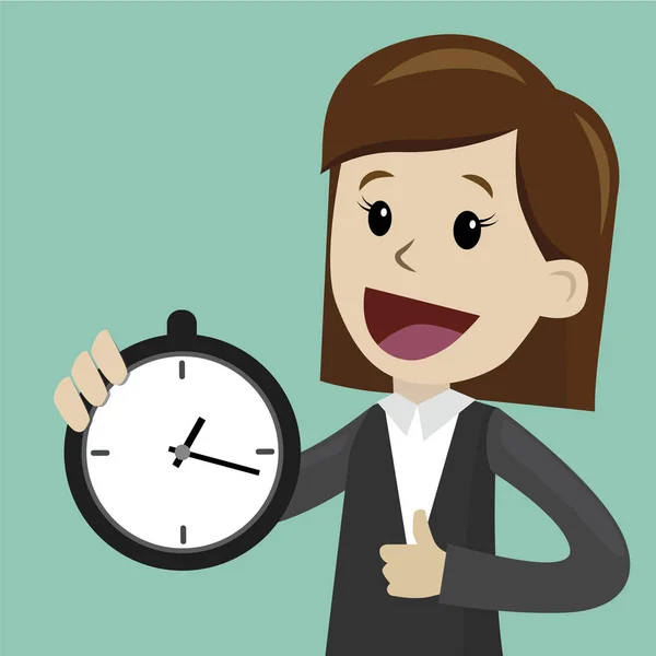 Empresaria o gerente de mantener el reloj y toma el control de su tiempo — Archivo Imágenes Vectoriales