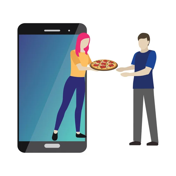 Sklep internetowy. Dostarczanie żywności. Pizzę. Mobilne wyszukiwanie. Płatności online — Wektor stockowy