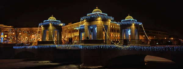 Vista Del Puente Lomonosov Decoración Año Nuevo —  Fotos de Stock