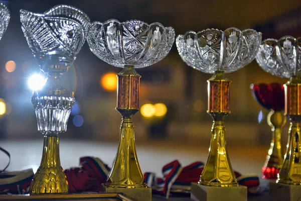 Taças de cristal para premiar vencedores — Fotografia de Stock