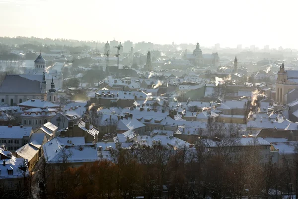 Panorama de iarnă Vilnius din turnul castelului Gediminas. Vilnius. Li — Fotografie, imagine de stoc