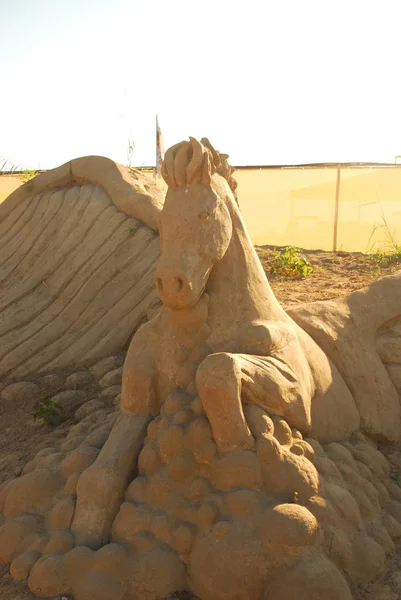 Turkey, Antalya, 24,07,2009 Exhibition of sand sculptures in the open air — Stock Photo, Image