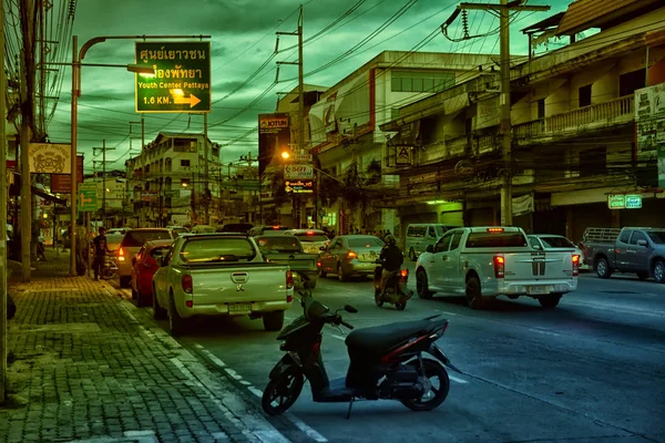 Tailândia Pattaya 2017 Ruas Carros Noturnos Nas Estradas — Fotografia de Stock