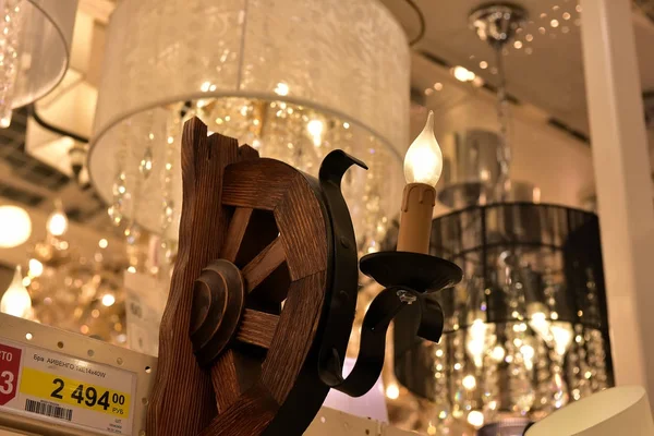 Россия Санкт Петербург 2017 Lusters Lamps Exhibited Store Sale — стоковое фото