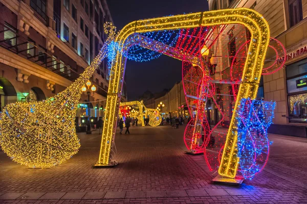 Russia Mosca 2017 Decorazioni Natalizie Sull Arbat — Foto Stock