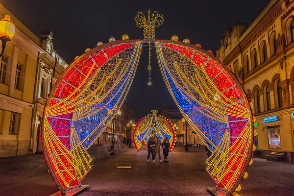 Russland Moskau 2017 Weihnachtsdekoration Auf Dem Arbat — Stockfoto