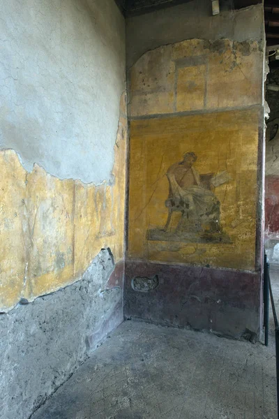 Pintura em uma casa de Pompeia, uma antiga cidade romana destruída — Fotografia de Stock