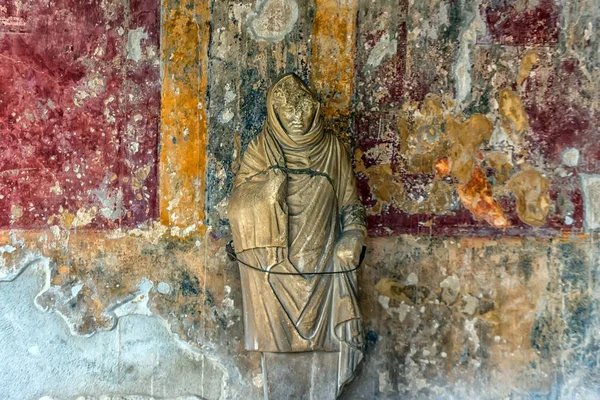 Pintura em uma casa de Pompeia, uma antiga cidade romana destruída — Fotografia de Stock