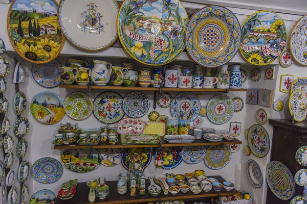 Itálie Florence 2018 Florentské Keramiky Obchodě Umění Prodej — Stock fotografie