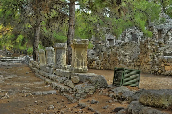 Παλιά Πόλη Φασηλίδα Στην Αττάλεια Τουρκία Αρχαιολογία Φόντο — Φωτογραφία Αρχείου