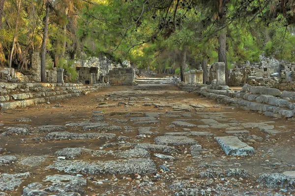 Παλιά Πόλη Φασηλίδα Στην Αττάλεια Τουρκία Αρχαιολογία Φόντο — Φωτογραφία Αρχείου