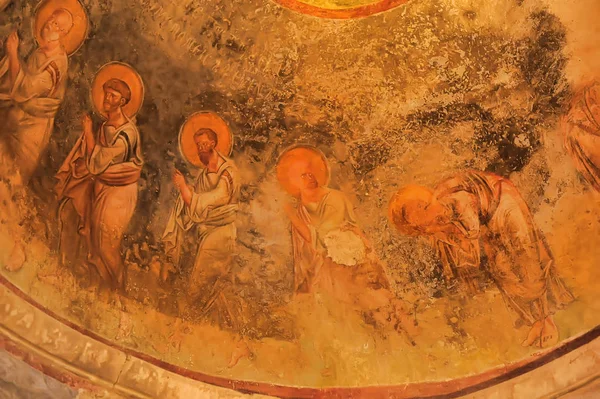 DEMRE, TURQUIA - 13.07,2014 Frescos na igreja de São Nicolau (Santa Cláusula) em Demre, Turquia. É uma antiga igreja bizantina. — Fotografia de Stock