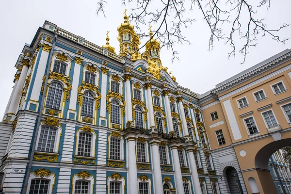 Petersburg Rússia 2016 Cúpulas Douradas Palácio Catarina Dia Inverno Pushkin — Fotografia de Stock