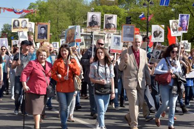Immortal Regiment - people with portraits of their relatives, pa clipart