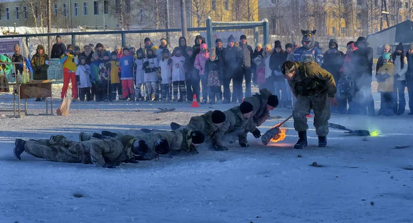 De prestaties van de demonstratie van de landing van het Russische leger troepen in — Stockfoto