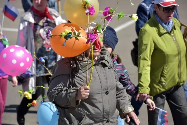 Rusko Angarsk 2018 Prvomájové Demonstrace Počest Oslav Svátek Jara Práce — Stock fotografie