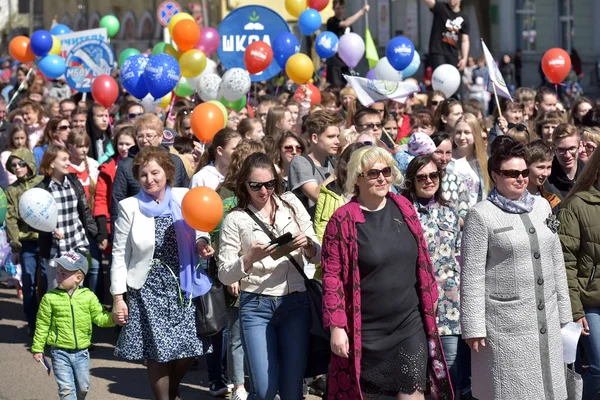 Russia Angarsk 2018 Primo Maggio Manifestazione Onore Della Celebrazione Della — Foto Stock