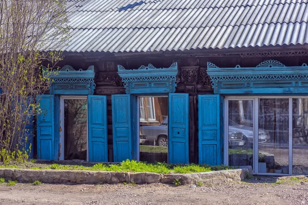 Russie Irkoutsk 2018 Architecture Bois Sibérie Maisons Bois Dans Les — Photo