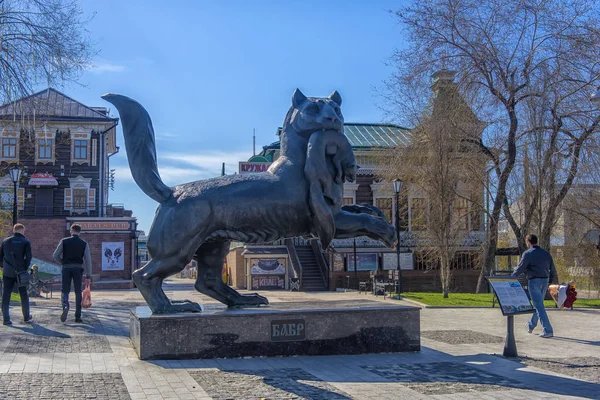 Ryssland Irkutsk 2018 Skulptur Den Irkutsk Babr Centrum — Stockfoto