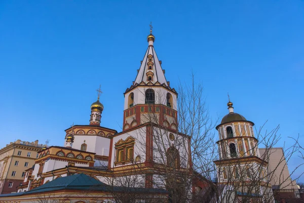 Pravoslavná Církev Irkutsku Nachází Historickém Centru Města Křižovatce Ulic Sukhbaatar — Stock fotografie